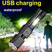 

Portable Mini Flashlight USB Super Bright COB Led Torch Outdoor Camping Light Lantern With Built-in Battery Tail Magnet Fishing