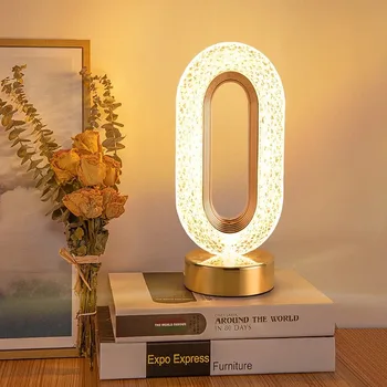 Touch Control 3D Crystal Track Night Light Girls Room Home Decor Aesthetics USB Bedside LED Ambient Table 3D Moon Lamp 1