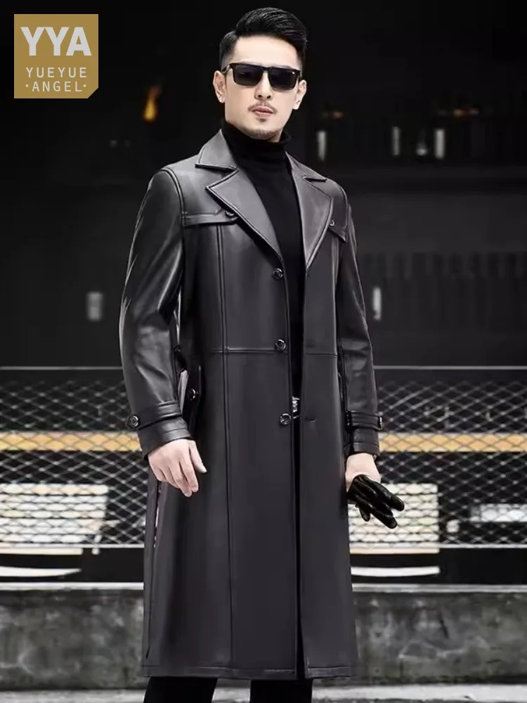 New Genuine Leather Coat Men Sheepskin Windbreaker Overcoat High