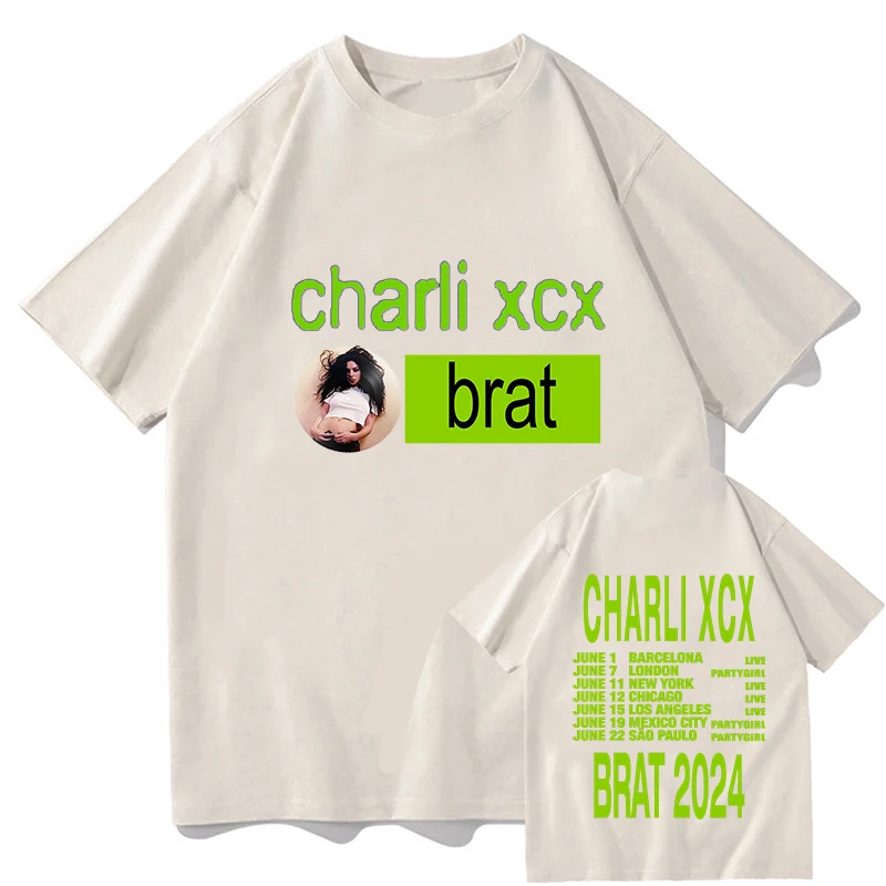 CHARLI XCX brat プリント クロップドTシャツ BRAT (green tee) – charli xcx