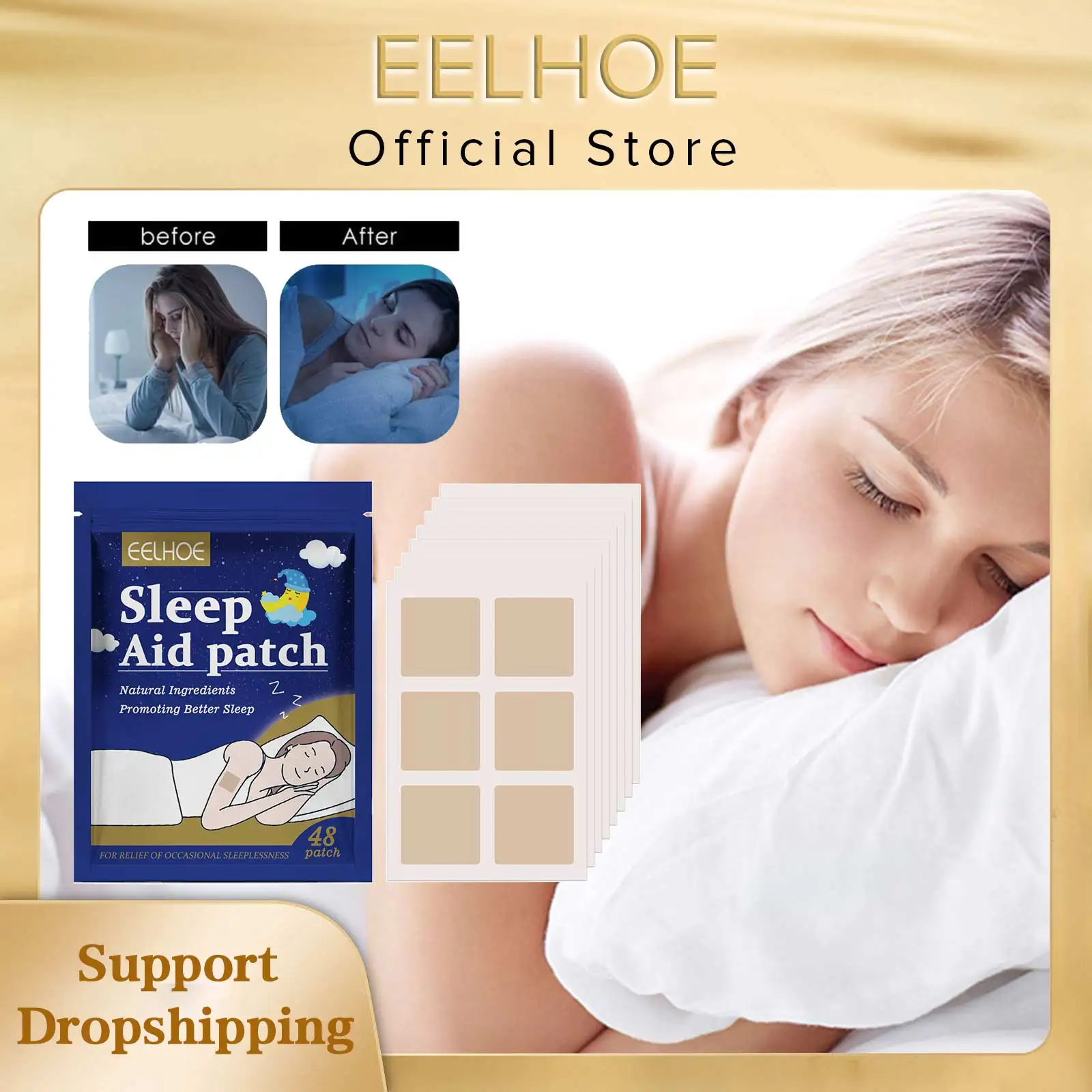 EELHOE Sleep Aid Patches Relieve Headache Stress Anxiety Health Plaster Soothing Improve Insomnia Body Relaxer Stickers Paste