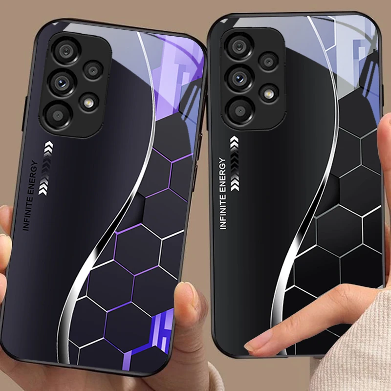Sci-Fi Silver White Black Tempered Glass Phone Case - Hard Shell Design