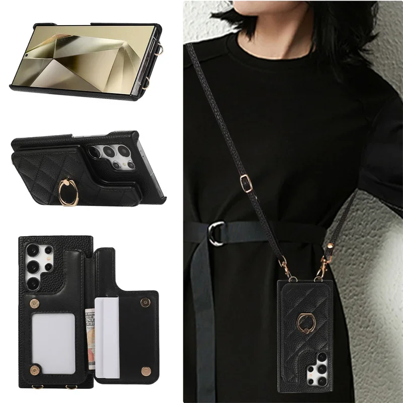 Elegant Crossbody Wallet Phone Case with Card Holder Cover