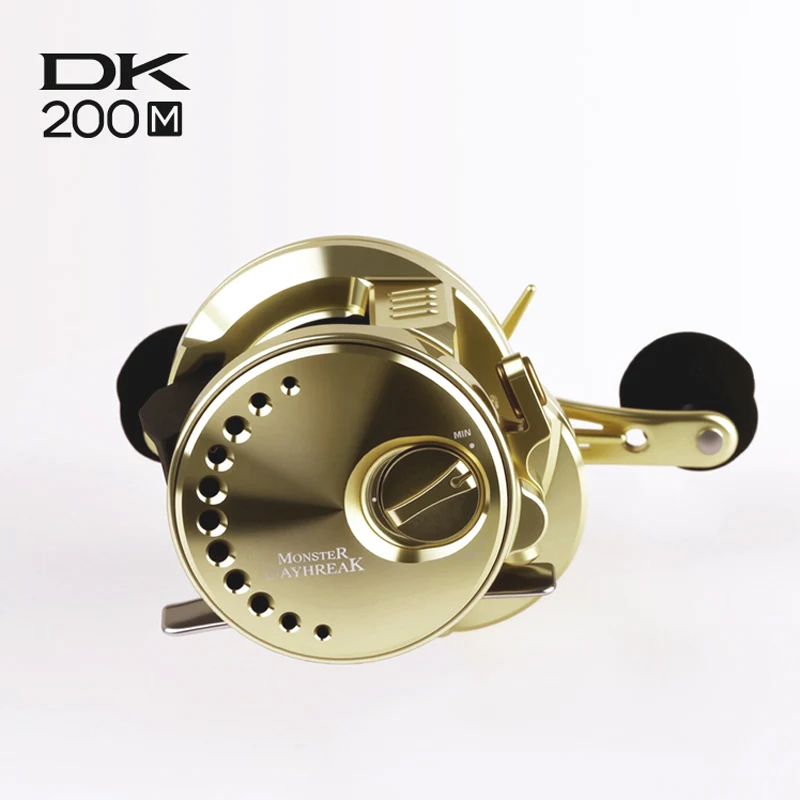 Kawa New Fishing Reel Cast Drum Wheel DK200 Drag 15kg Magnetic Casting Reel 10+1BB Weigt 249g Metal Body Handle With Rubber Knob