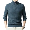 Men's Autumn and Winter Half High Neck Zipper Thick Solid Color Sweater Casual with Warm Knit Sweater Base Shirt 4