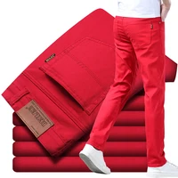 Plus Size Handsome White Jeans High Quality Men's Pants Waist Slim Elastic Small Legs Pants With New Pants Men Red Trousers 1