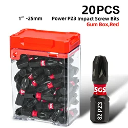 20 - Piece High - Performance Phillips Impact Bit Set with Storage Box (Pz3)
