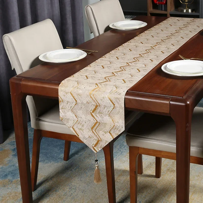 

Tassel Wave Pattern Table Runner TV Cabinet Shoe Cabinet Long Strip Table Flag Oil and High Temperature Resistant Tea Tablecloth