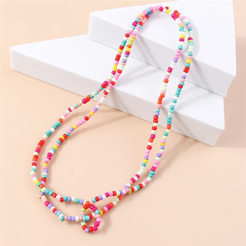 Set 5 Bracciali Perline Boho Multistrato Per Donna, Con Cristalli Colorati, Elastici, Viola Rosa Verde Blu Rosso Giallo