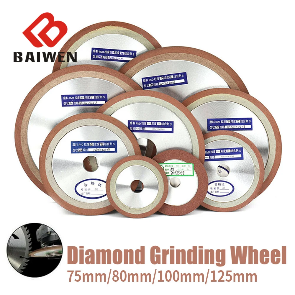 75/80/100/125mm Diamond Grinding Wheel Cutting Disc Resin Bond Grinder For Tungsten Steel Milling Tool 150/240/320 Accessories tungsten electrode sharpener tungsten needles tungsten rods grinder aluminum tig welding tungsten electrodes sharpen tool