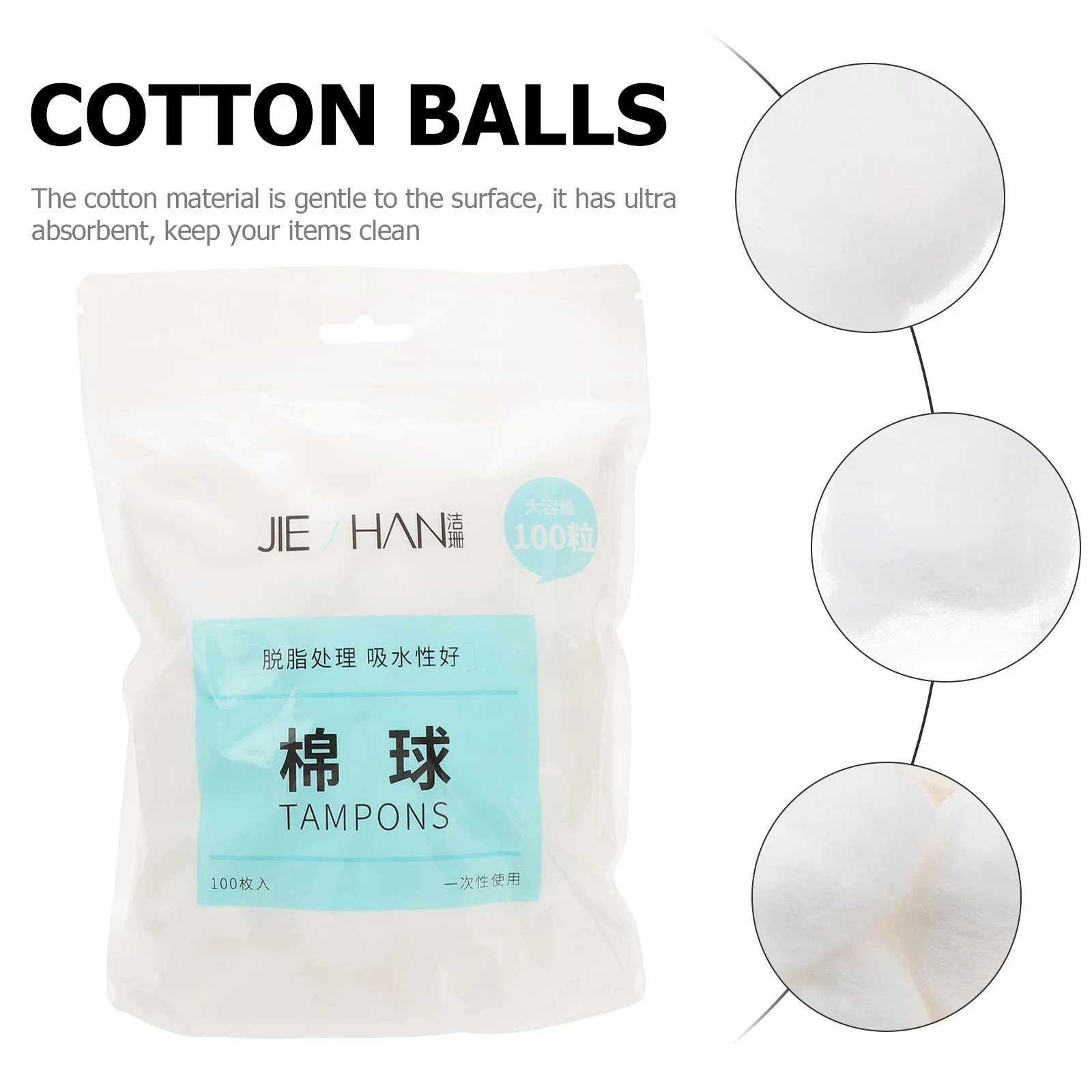 300pcs Makeup Cotton Balls Degreasing Cotton Ball for Beauty Salon Home Use (100pcs in a bag, 3 bags in total) 2