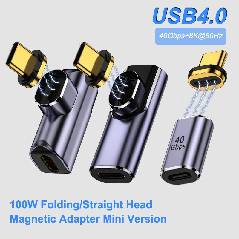USB4.0 Magnetic Adapter 100W Thunderbolt3 USB C To Type C 40Gbps Fast Charging Magnet Converter Cable 8K@60Hz USB Type Adapte