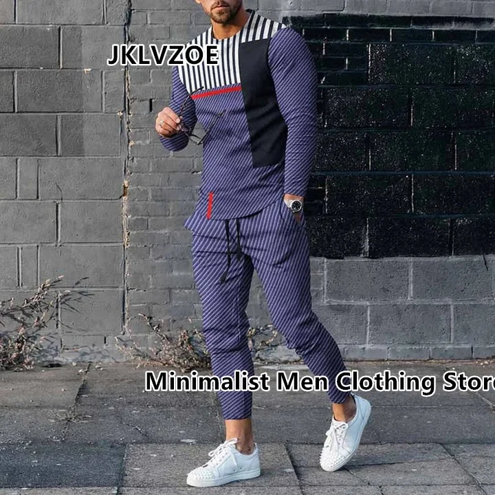 2023 Newest Men's Tracksuits Long Sleeve T Shirt+Trousers 2 Piece Sets Fashion Spring Man Clothing Streetwear Sweatpants Suits