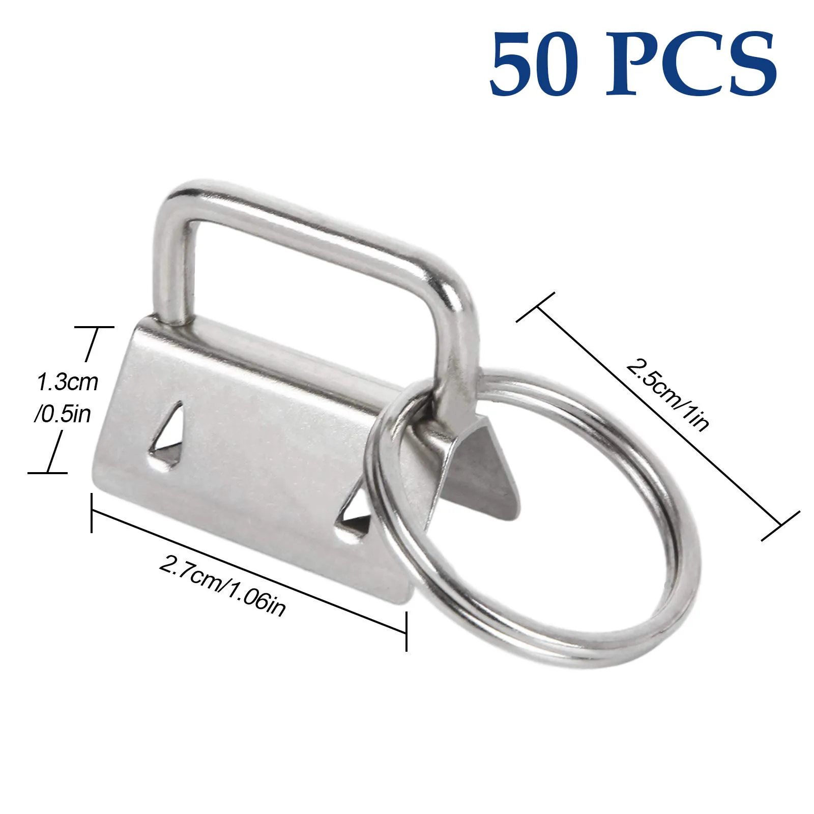 50/30Pcs Key Fob Hardware Silver Tone Key Chain Fob Wristlet with