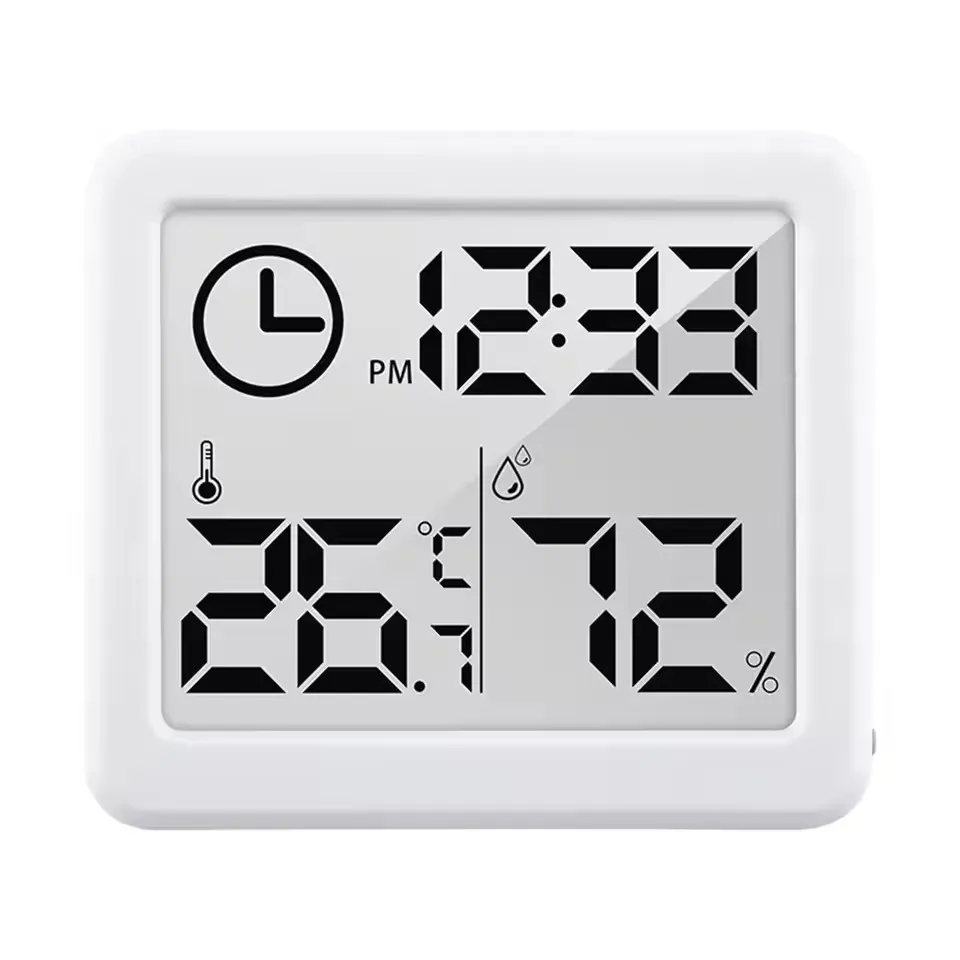 Digital Thermometer Hygrometer LCD Wall Clock