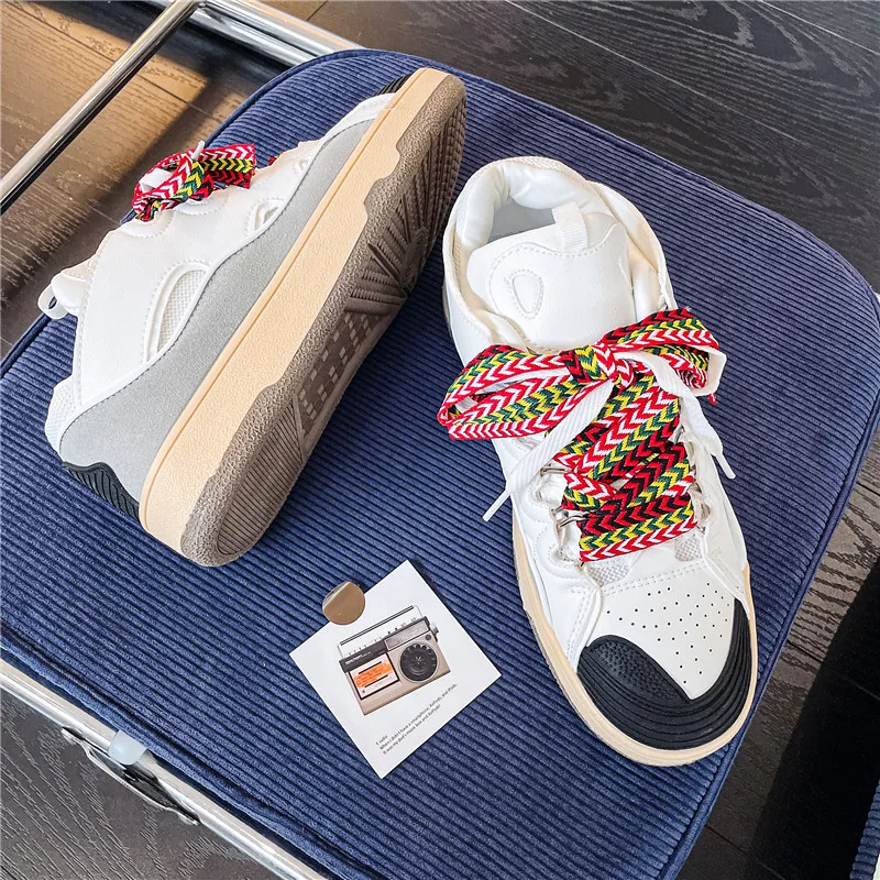 Wide lace dad shoes for men new trendy shoes, thick soled casual shoes, summer breathable sports shoes for men, trendy