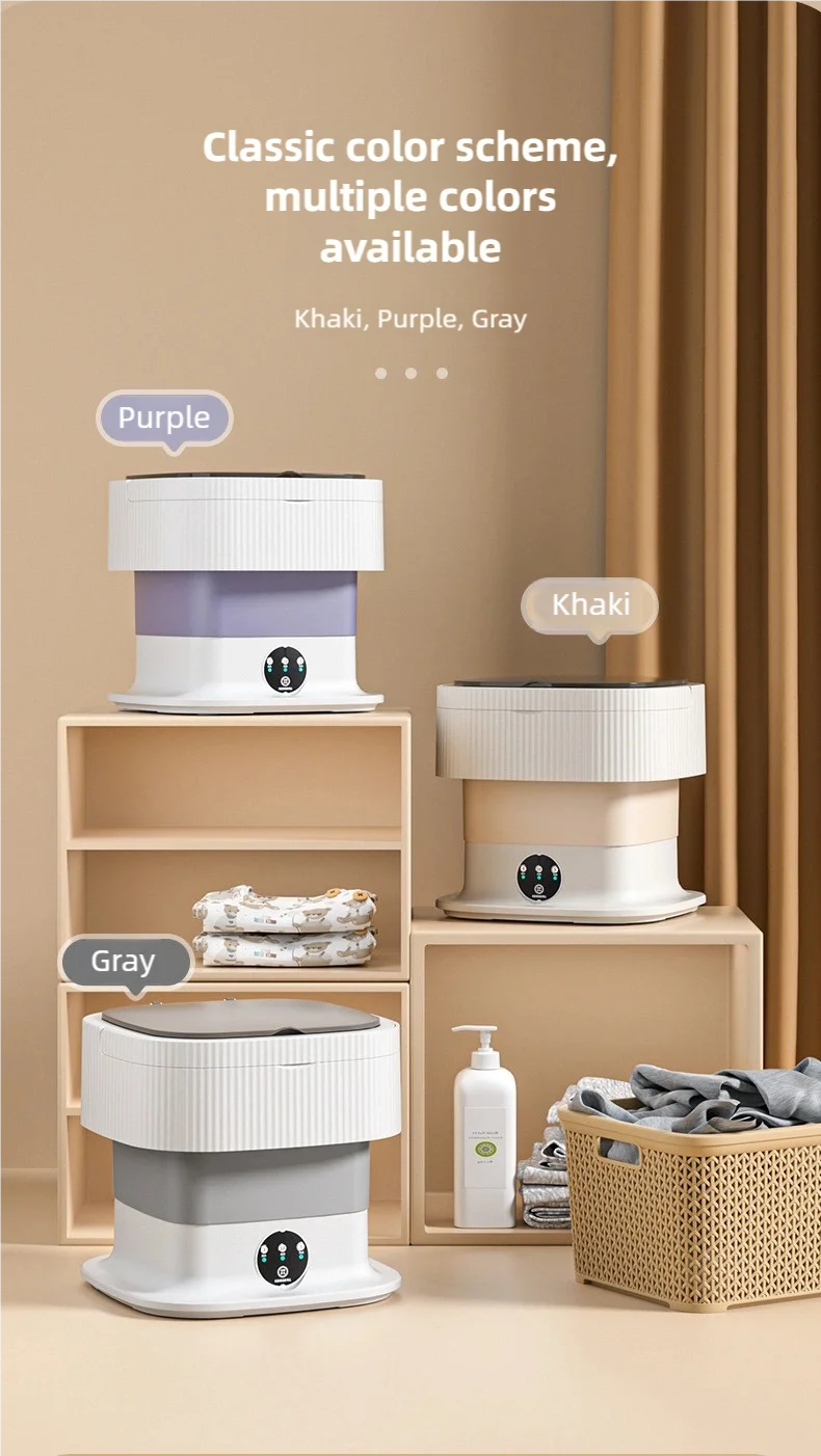 11L Portable Compact Folding Washing Machine With Timed Spin Dry Function For Socks, Underwear, And Lingerie Cleaning