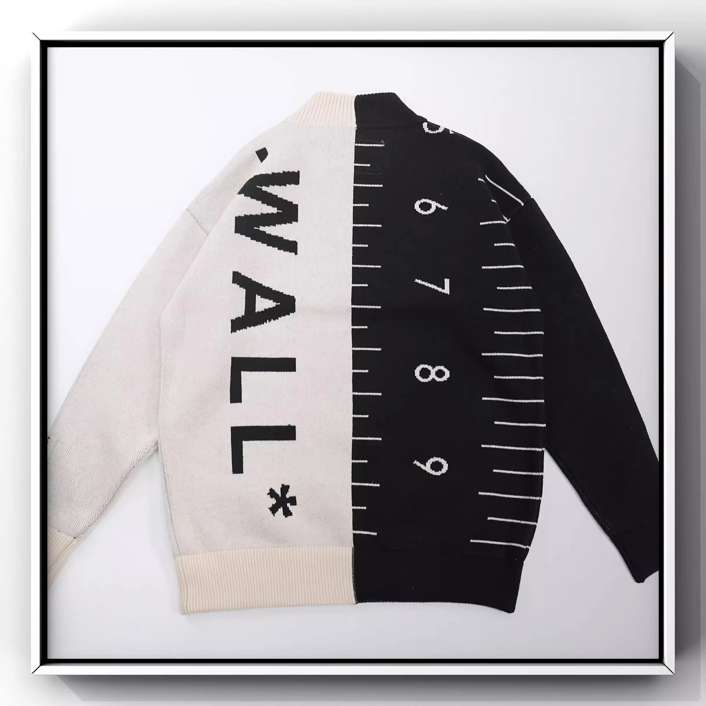 2024 A Cold Wall ACW black and white rectangular ruler spliced with large letters sweater MY721 2