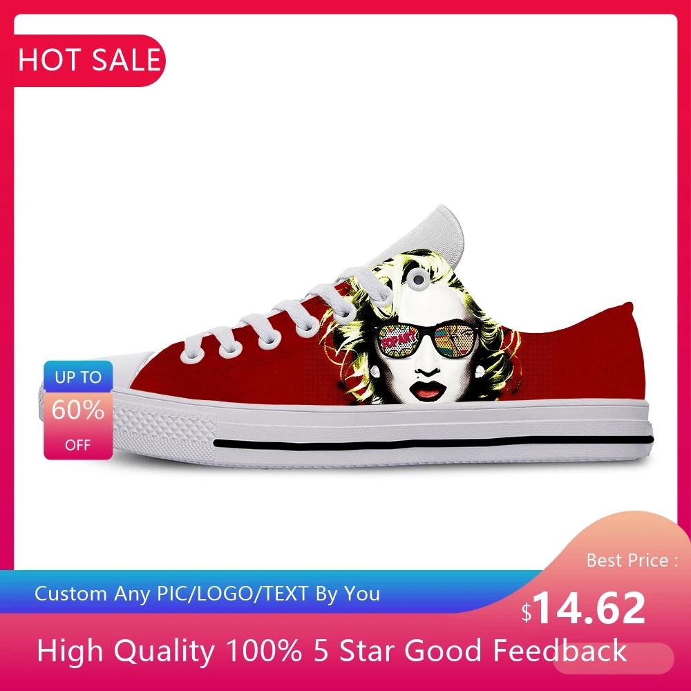 

Кроссовки Madonna мужские/женские с низким верхом, музыкальная Милая модная забавная Повседневная Тканевая обувь с 3D принтом, дышащие сникерсы