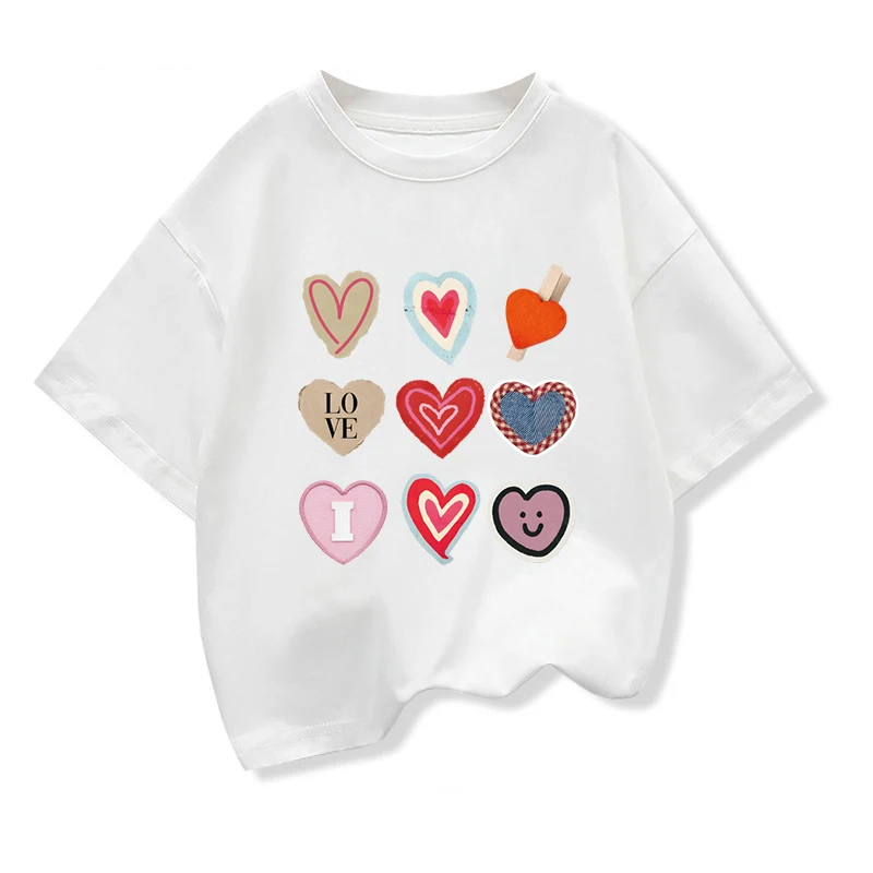 Girls Heart-shaped High-quality T-shirt 2026 Summer New Children's Clothing Kids Short-Sleeve Graphic Casual Tops Tee - 6