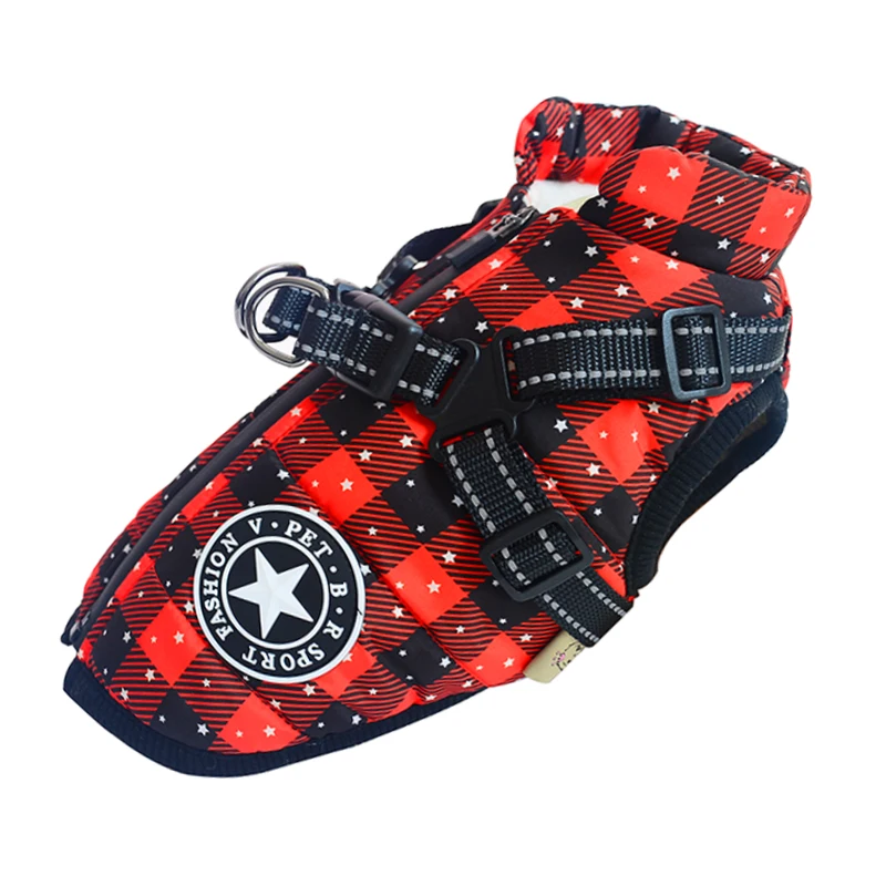 thumbnail image 1 of Chaqueta grande con arnés para perro, ropa cálida de invierno para labrador, abrigo impermeable para perro grande, trajes para chihuahua y bulldog francés., 1 of 6