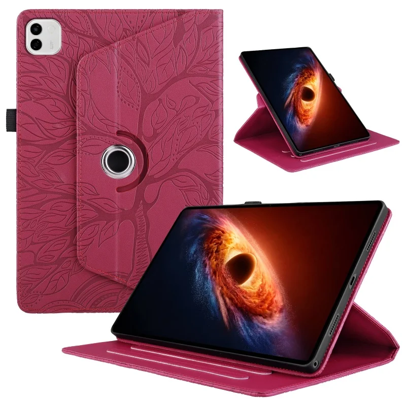 Embossed 360 Rotating PU Leather Tablet Case Cover