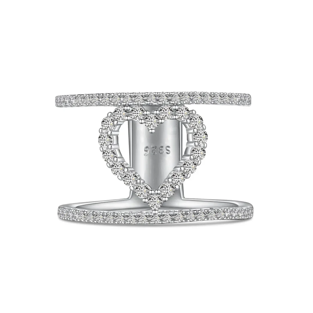

925 Silver Ring Women's Design Feeling Small and Popular Love Inlaid Zircon Versatile Sweet Jewelry