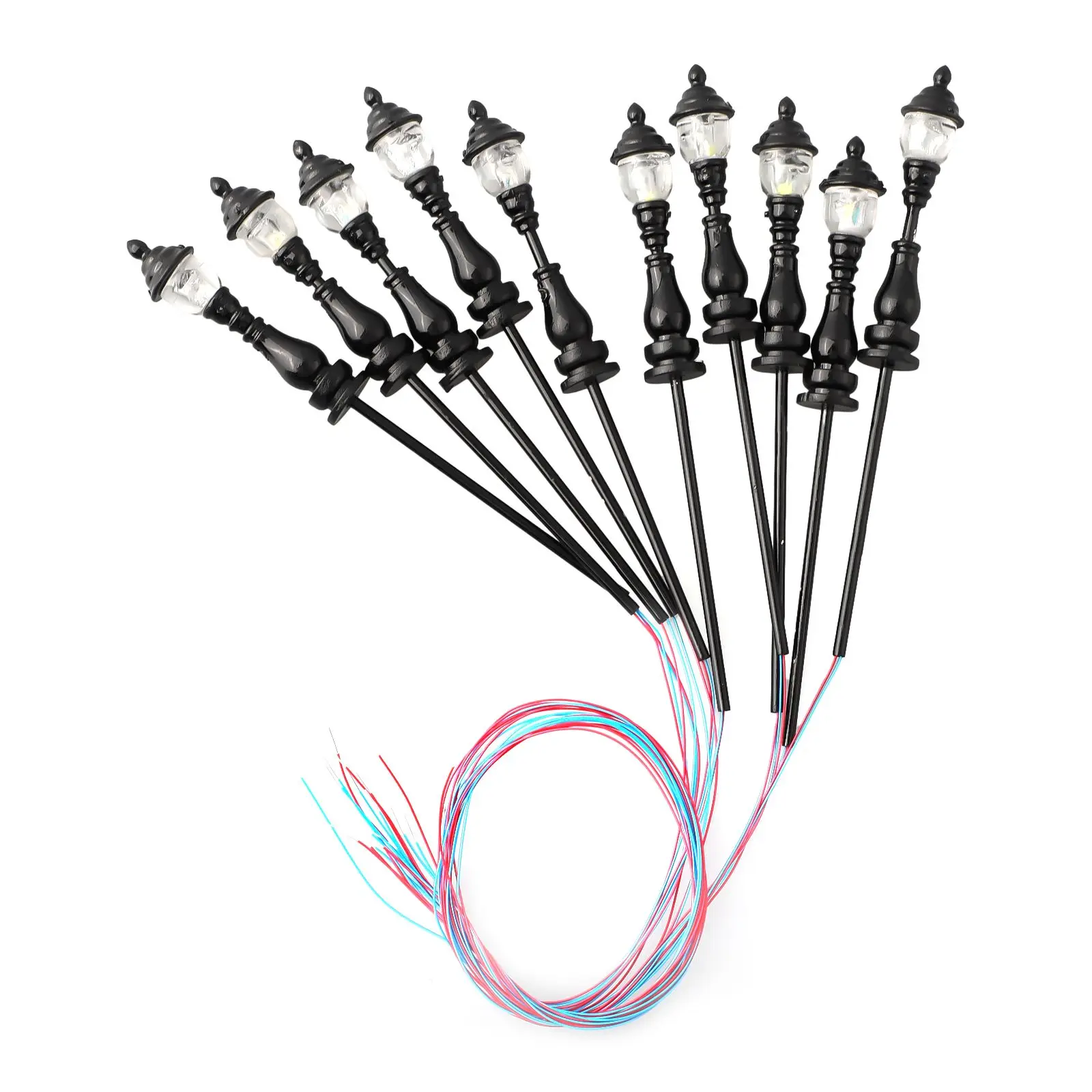 

10pcs Model Railroad Train OO/HO Scale Lamp Posts Led Street Light Lamp Complete Lamps Building Model Accessories