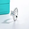 AnuJewel 3ct Asscher Cut Moissanite Engagement Ring For Women 925 Sterling Silver D Color Lab Diamond Wedding Rings Jewelry 3