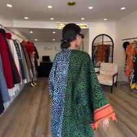 Elelgant V-Neck Simple Loose Dress Women 2025 Spring Summer Holiday Printing Patchwork Maxi Dress Casual - Image 2