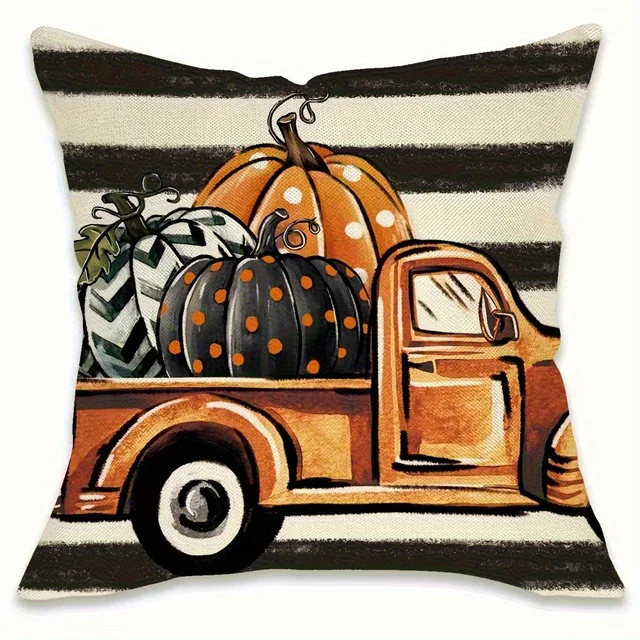 Pumpkins on Polka Dot Pillow Cover 6