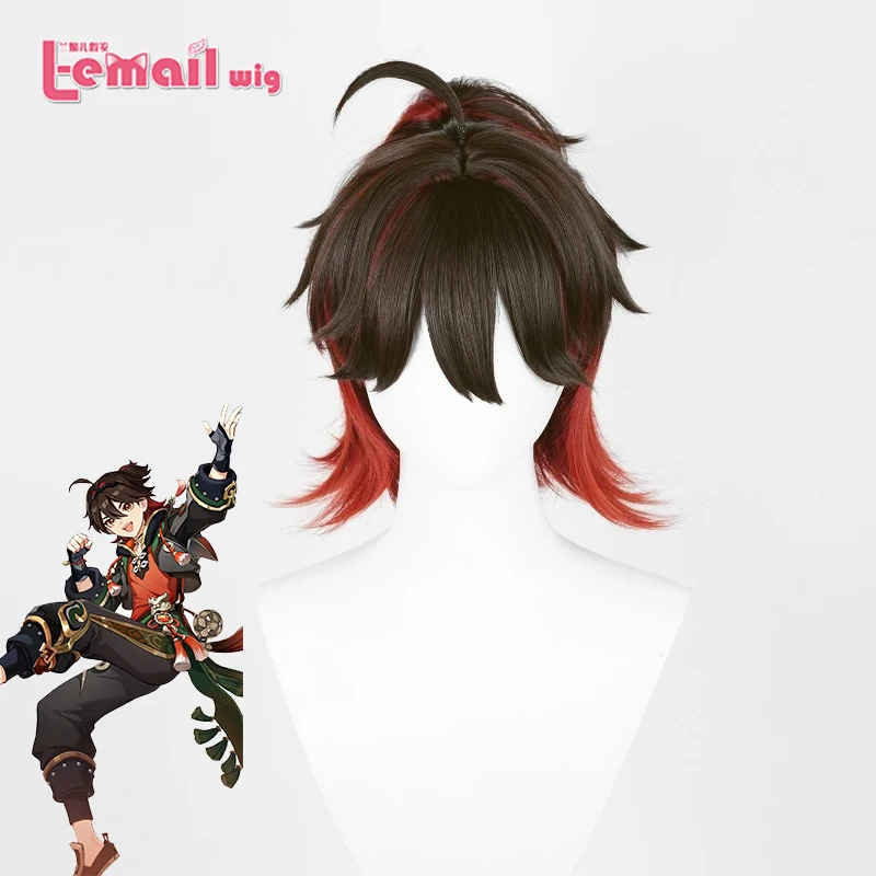 

Парик L-email из синтетических волос Genshin Impact Liyue Leonine Vanguard, парики для косплея, 35 см, термостойкий парик смешанных цветов