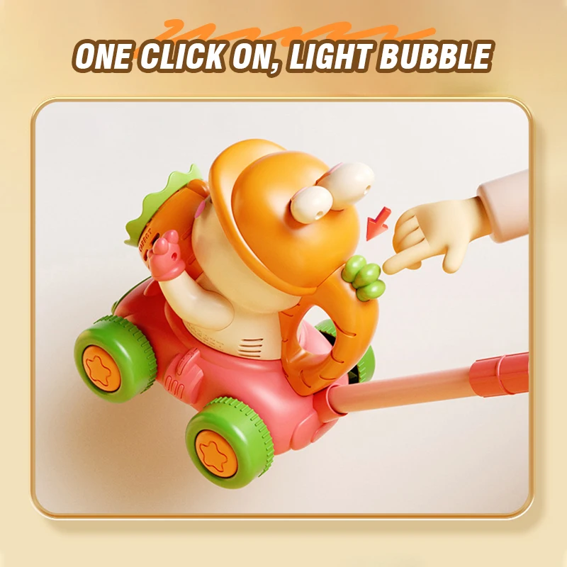 Kids Bubble Machine Trolley with Light and Bubbles for Outdoor Fun