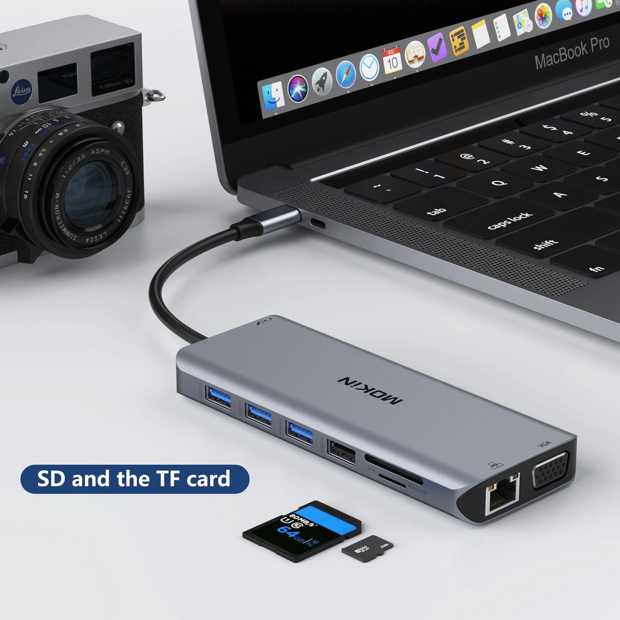 MacBook Air/Pro, iPad, Thunderbolt 노트북용 MOKiN 13 in 1 도킹 스테이션 - HDMI 4K30Hz, DP 4K60Hz, PD 100W, RJ45 1Gbps, 오디오