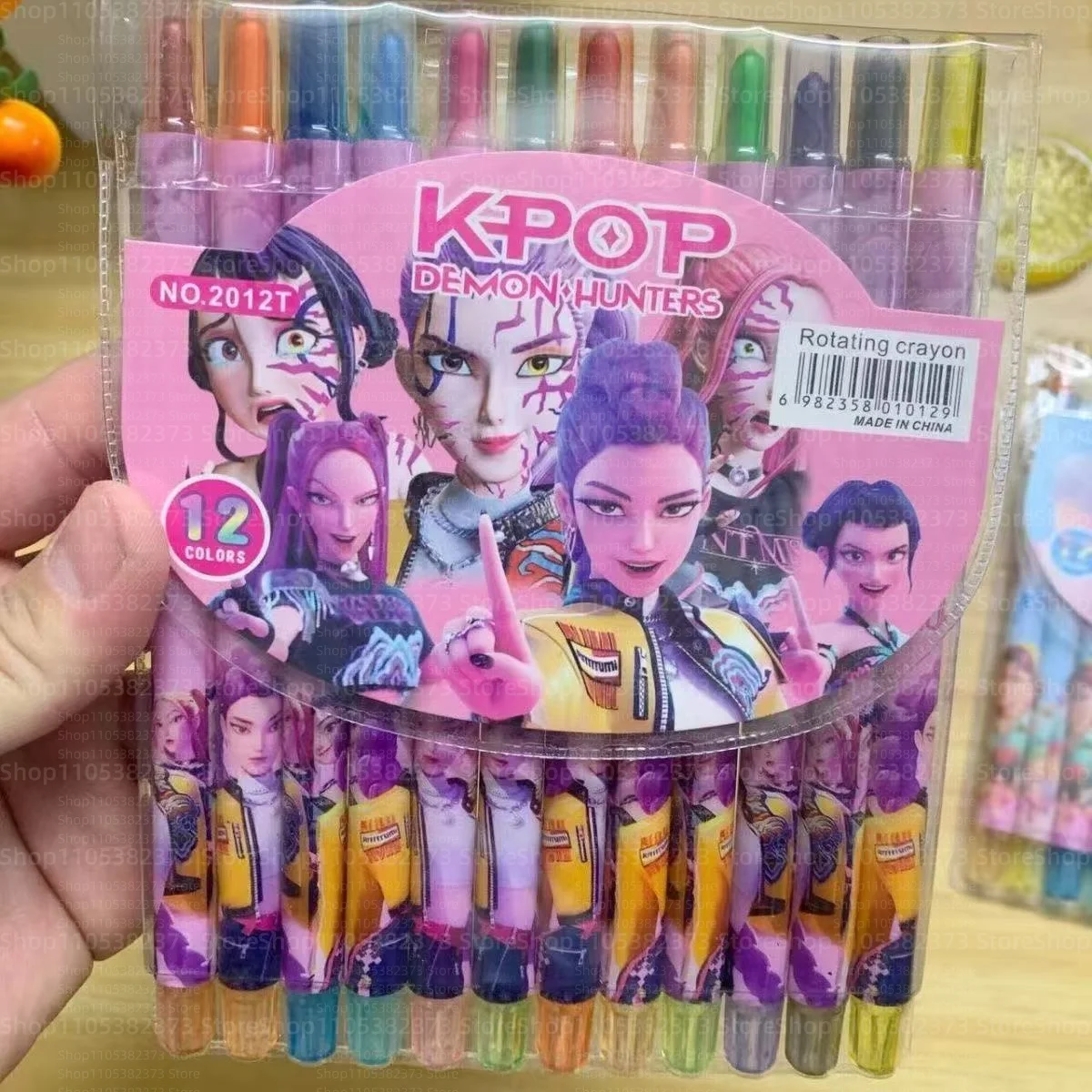 Popular rotating crayons girl group style 12 colors cute drawing tools for kids students daily coloring painting stationery - 3