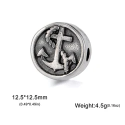 Set of 5 Vintage - Style Stainless Steel Charms (Anchor charm)