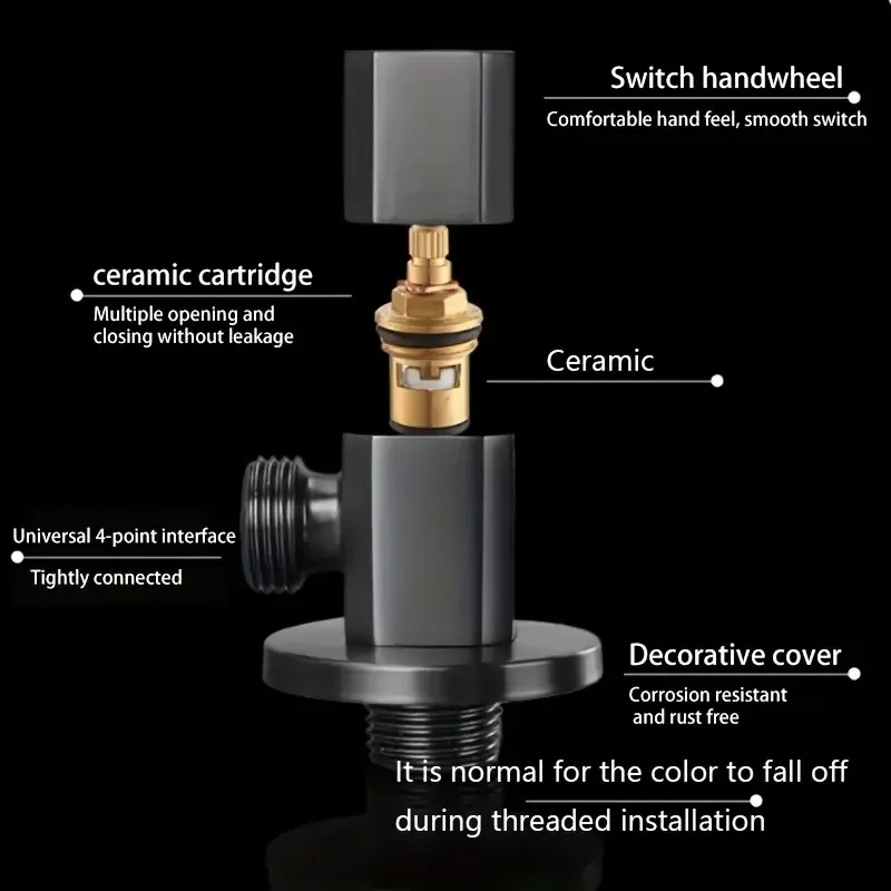 Mini Brass Tee Valve with Golden and Silver Finish - Universal European and American Threads, Ideal for Bathroom and Toilet