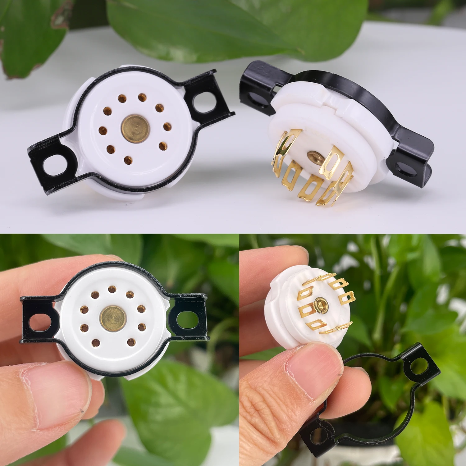 1pc EIZZ 9pin Tube Socket Base For 12AX7 ECC82 ECC83 12AU7 12AT7 ECC88 6922 Electron Tube Gold Plated Pins Hifi Audio AMP