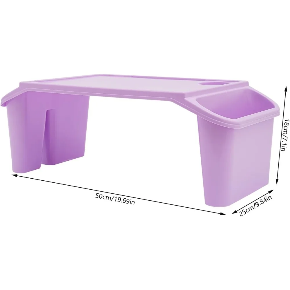 4 Pcs Kids Lap Desk Tray Plastic Breakfast Laptop Trays Portable Lap Bed Table with Side Pockets (20" x 10" x 7") 3