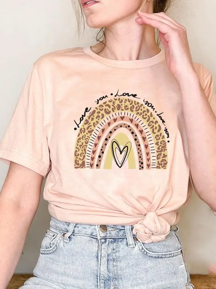 

Lovely Sweet Leopard 90s Tee Women Print T Shirt Clothes Fashion Short Sleeve Clothing Top Basic Summer Graphic T-shirts