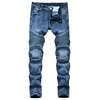 Men's New Casual Motorcycle Jeans Hip Hop Street Riding Stretch Slim Fit Straight Pants Patchwork Fashion Denim Trousers Male 5