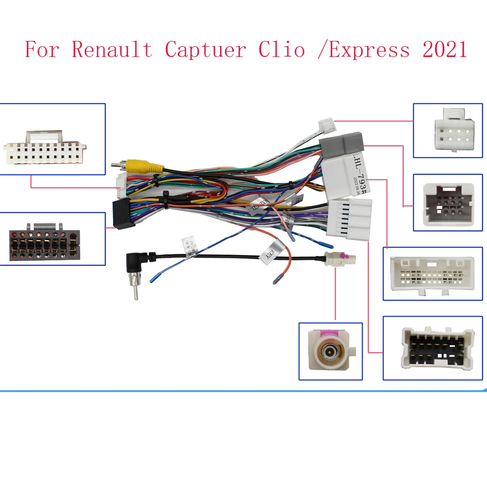 Car 16pin Wiring Harness Adapter Canbus Box Radio Power Cable For Renault Captur Clio/Express RP5-RN-101