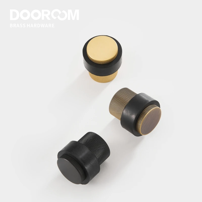 Dooroom Knurled Brass Rubber Door Stops Bathroom Heavy Duty Floor Mount Bumper Non-magnetic