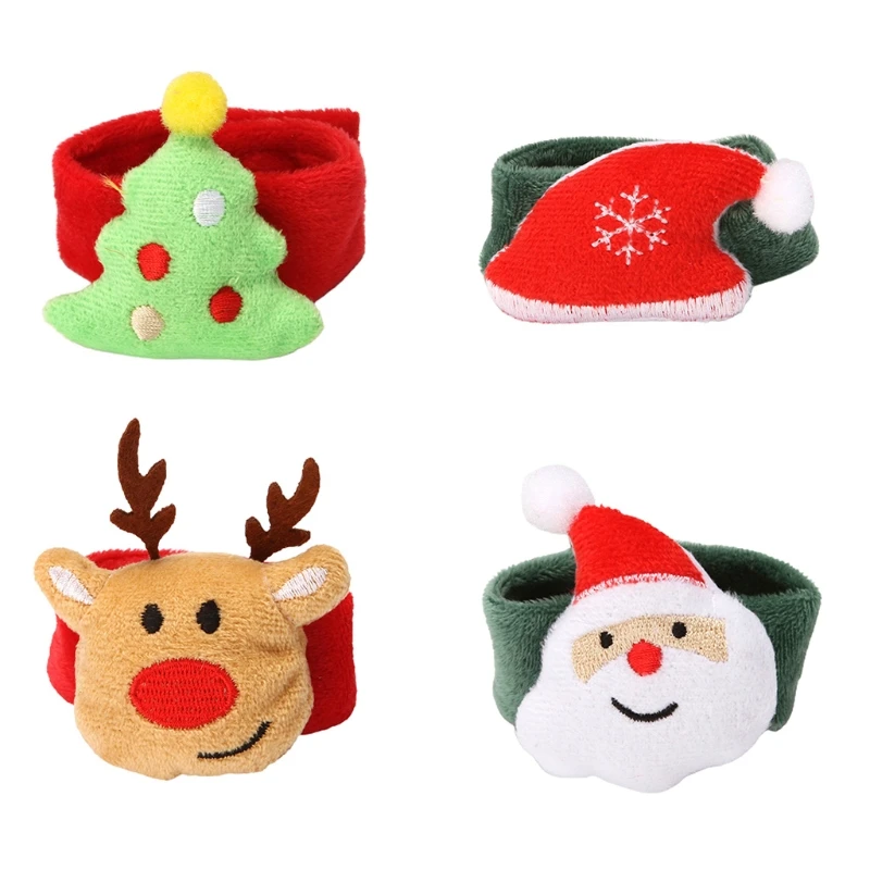 

Браслет Санта-Клауса, Рождественский потрепанный круг, новогодняя вечеринка, детские игрушки на запястье с шляпой оленя в виде