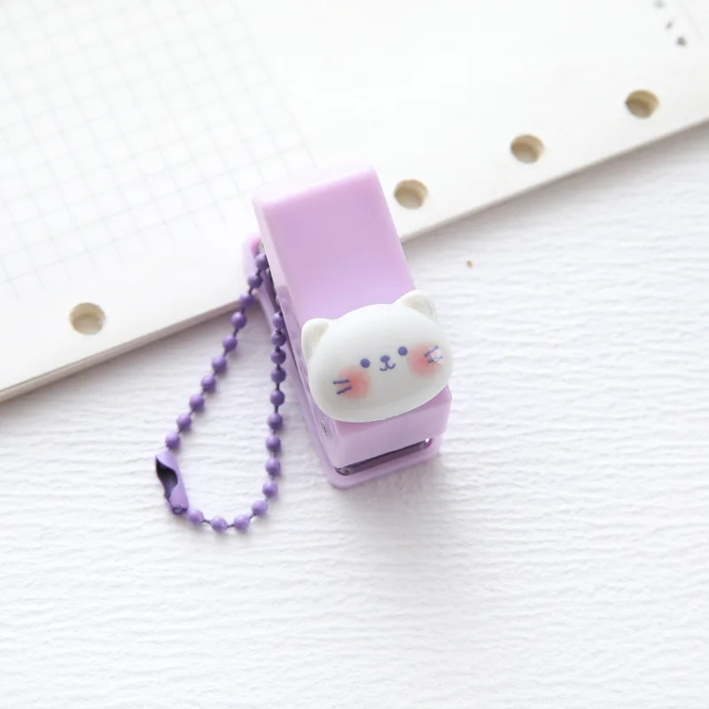 1 Hole Punch Cartoon Animal Paper Puncher Book Binding Machine School Office Supplies Student Stationery Gift Cute Protable Mini