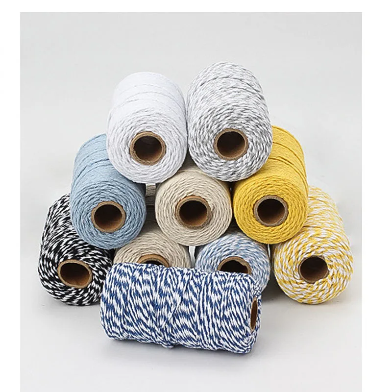 Cotton Rope Macrame Cord 2mm100M Macrame Cord Cotton Rope String Crafts DIY Colored Thread Cord Twisted Twine Handmade Sewing Home Wedding Decoration