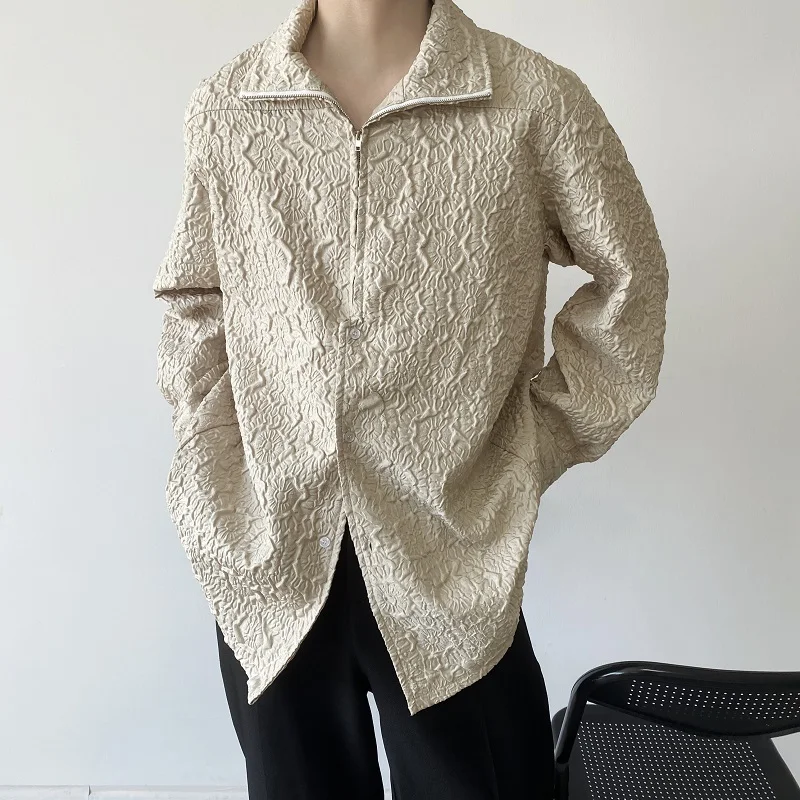 

SuperAen 2024 New Spring Autumn Vintage Mock Neck Long Sleeve Zip Shirt Simple Shirt for Women