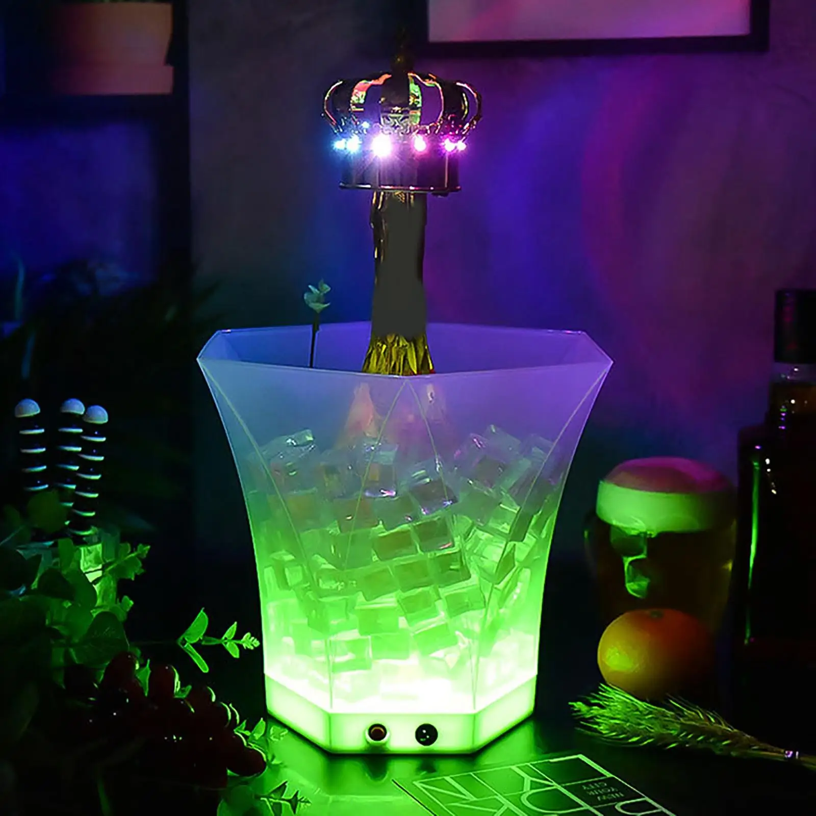 Clear LED Ice Bucket Bar 5L Bottle Beverage Holder Large Capacity Home