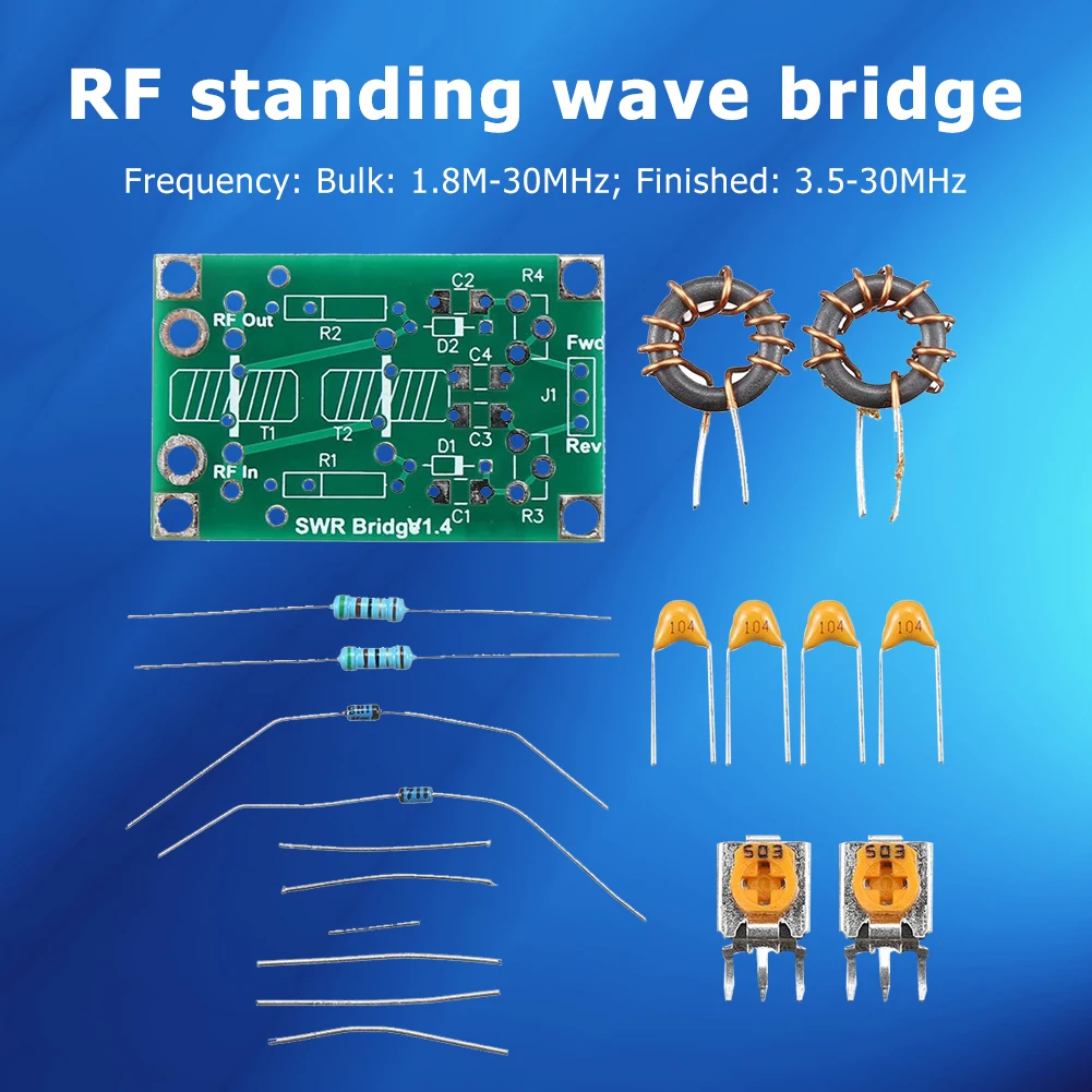 1.8M-30MHz 3.5-30MHz SWR Bridge For RF Network SWR Standing Frequency Radio Frequency Reflective Module DIY Board Kit 3