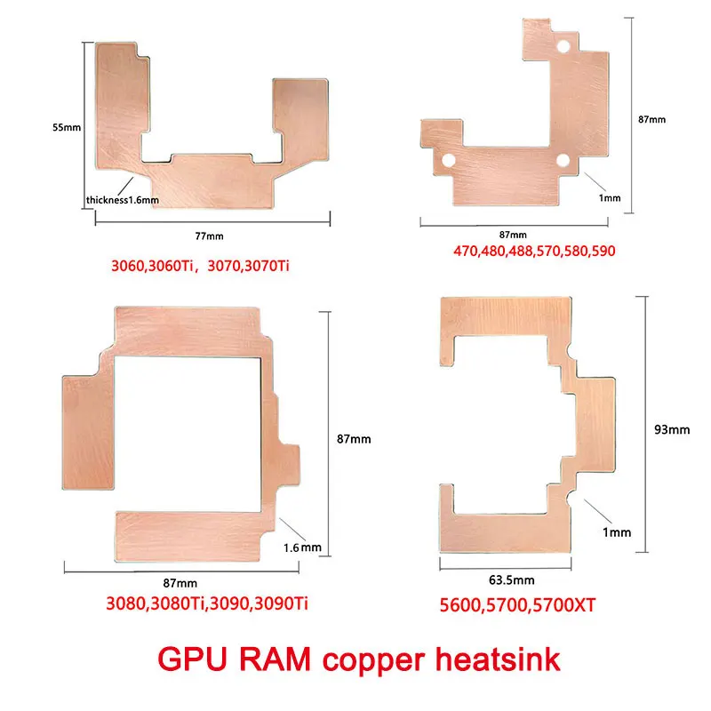 Upsiren Ram Rtx 3060 de Cobre do Dissipador de Calor para o Radiador de Memória Mineiro Rtx 3090 de 3080 3070 5600 5700 Gpu 1540 Graus Almofada Térmica - Imagem 2